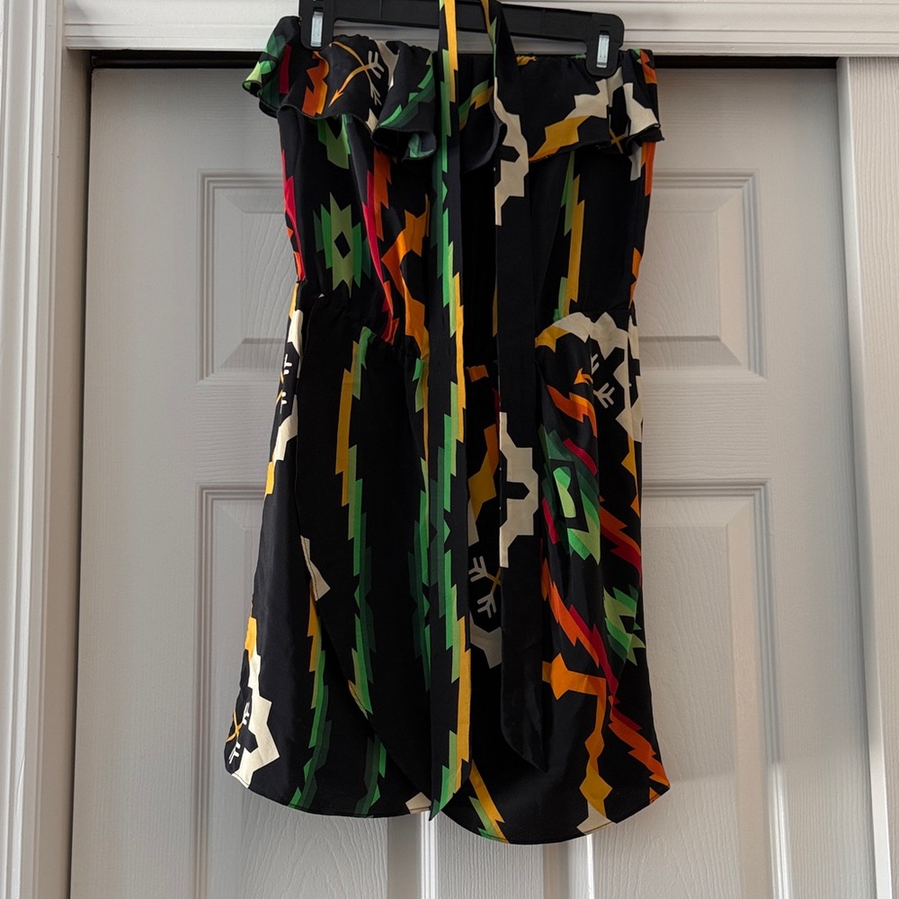 Amanda Uprichard Colorful Strapless Dress-100% silk